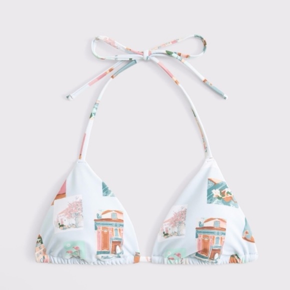 Abercrombie & Fitch Light Blue Photo-Print Triangle Bikini XS top S bottom - Picture 2 of 5